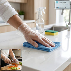 Disposable Clear Plastic Gloves (100 Pc, Medium)