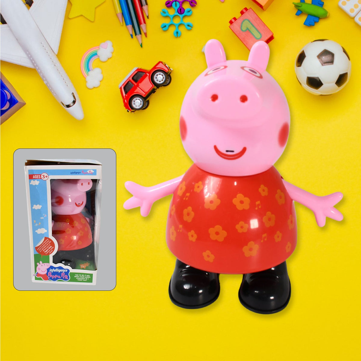 17926 Pig Children Play toy, Pretend Play Toy Fun Gift for Kids, Movable Hands, Legs Pig Pretend Play Toy Set for Kids Children with Soft Rubber Material (1 Pc / Battery Not included)