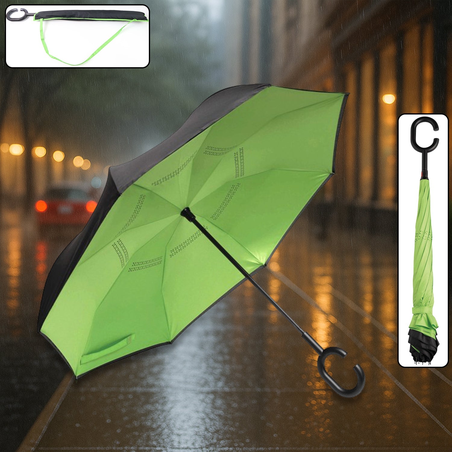 Foldable kids umbrella with UV protection and C-shaped handle