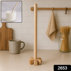 Close up of wooden blender handle for grip