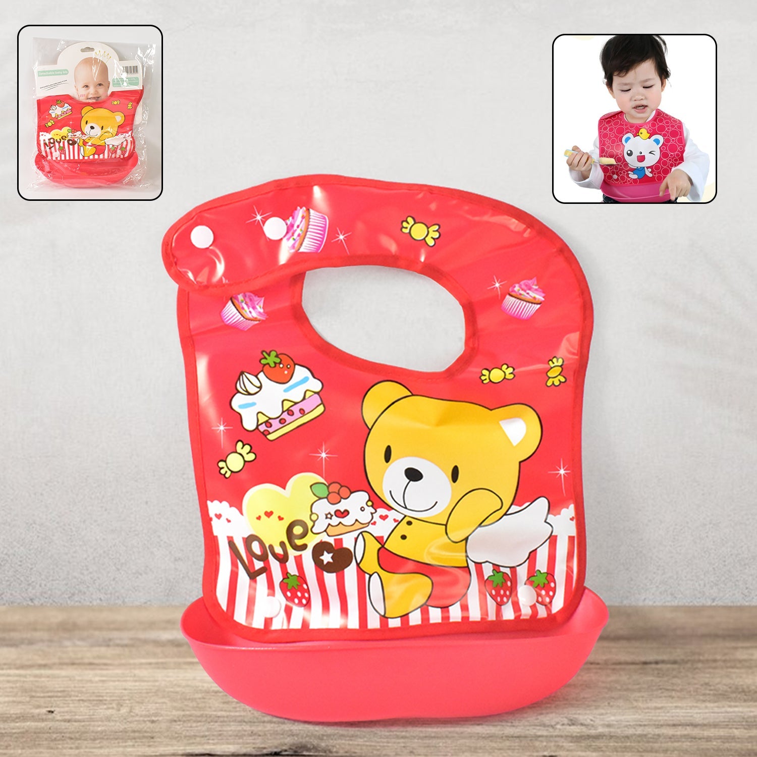 Waterproof soft fabric baby bib with colorful prints