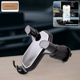 Car phone holder mounted on air vent, side view