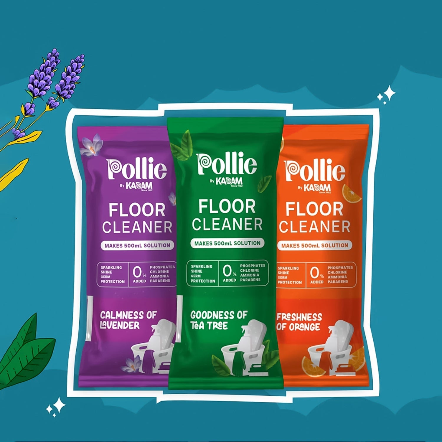 Pollic Kadam Concentrated Floor Cleaner Refill Kit with Measuring Bottle