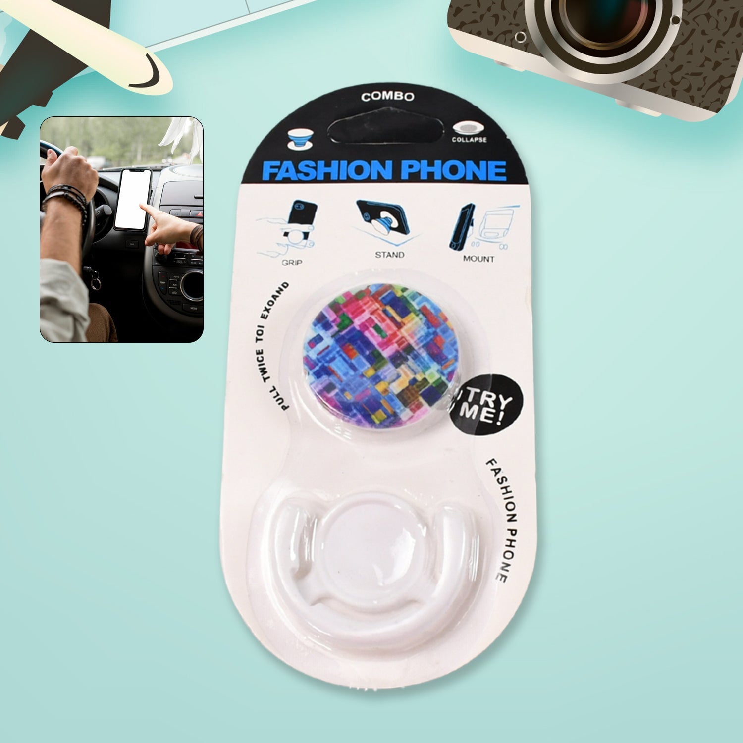 Fashion mobile phone holder with enamel watermelon design front view