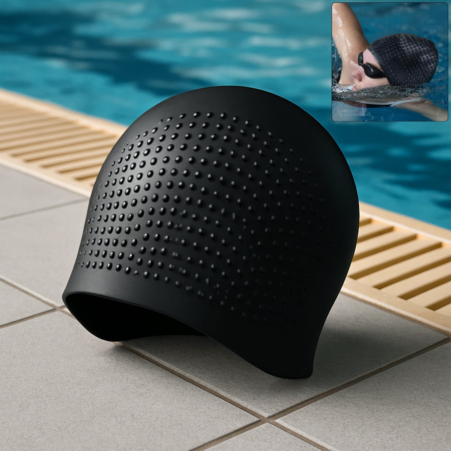 Konex Premium Silicone Waterproof Swimming Cap front view