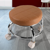 Heavy Duty Steel Base Rolling Stool with Cushioned Seat and Wheels