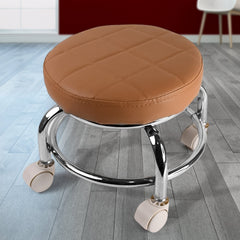 Heavy Duty Steel Base Rolling Stool with Cushioned Seat and Wheels