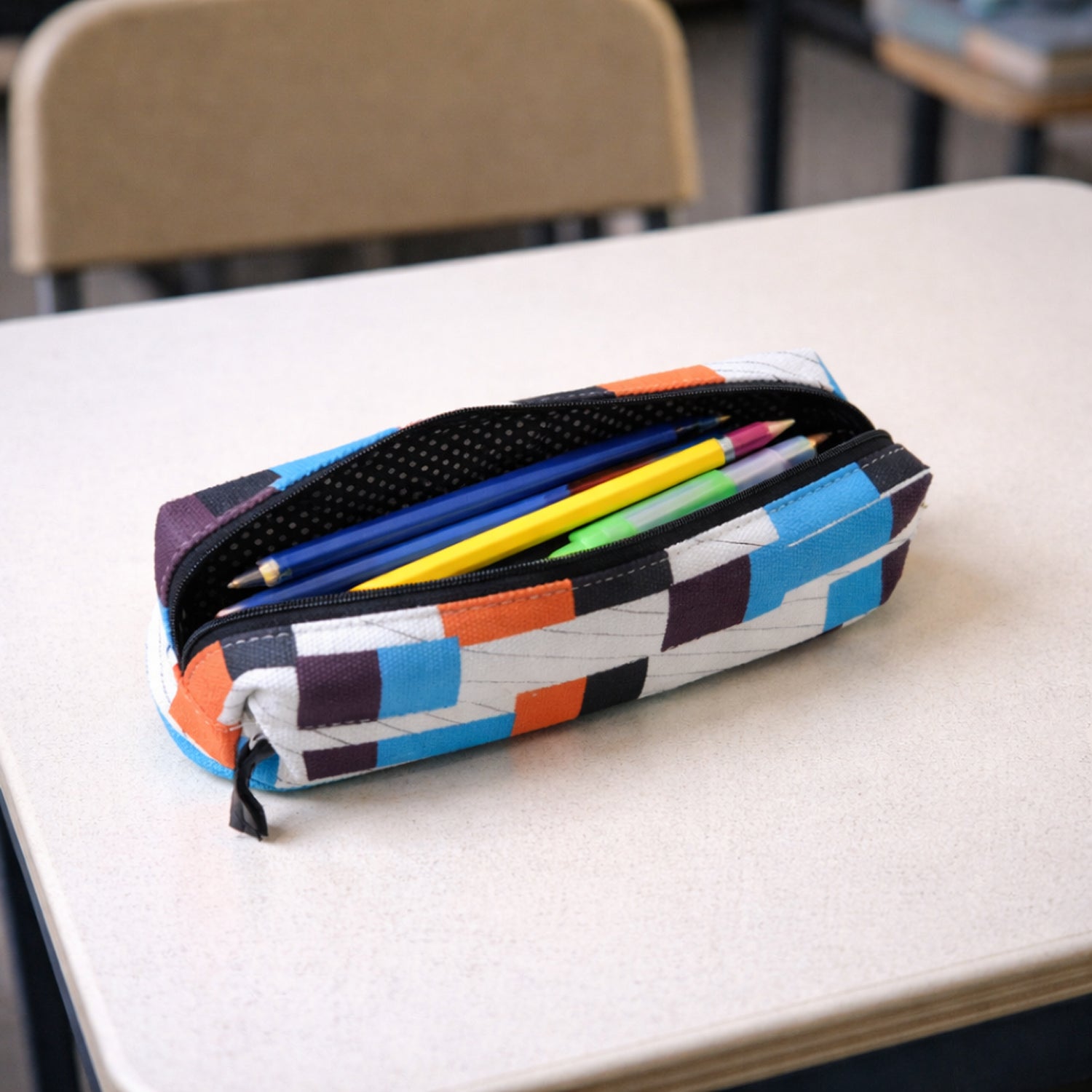 Multipurpose printed zipper pencil pouch organizer