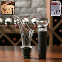 Premium wine pourer and vacuum stopper set combo
