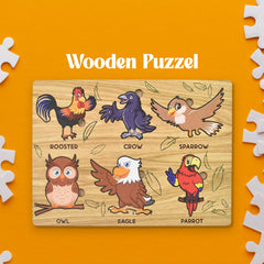 Wooden Bird Puzzle Educational Board 28×20 cm