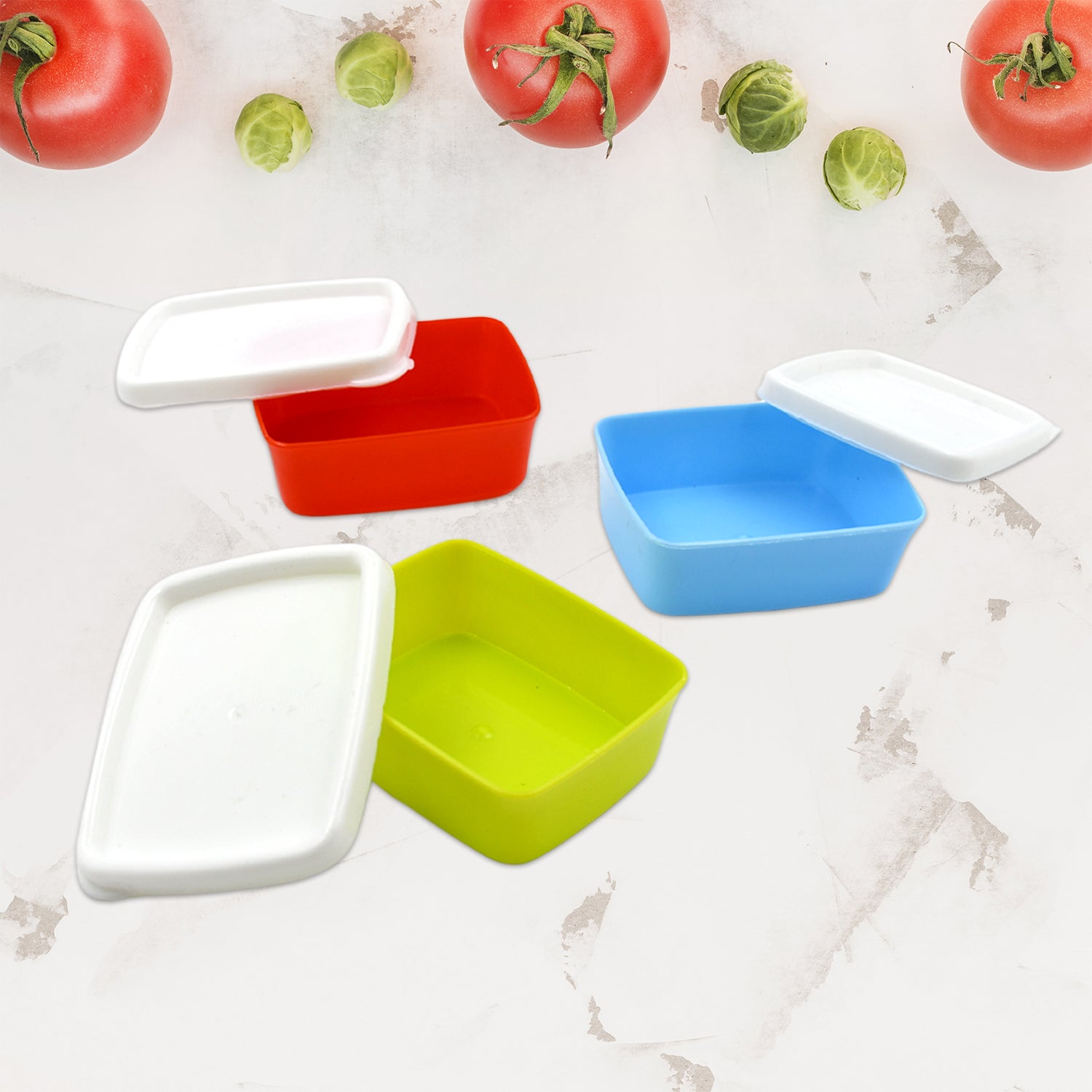 Multicolor 3-piece airtight rectangular food storage containers set