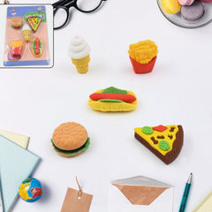 Assorted mini 3D food erasers for school