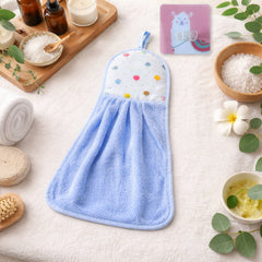 Soft microfiber hanging hand towel with self-adhesive wall hook