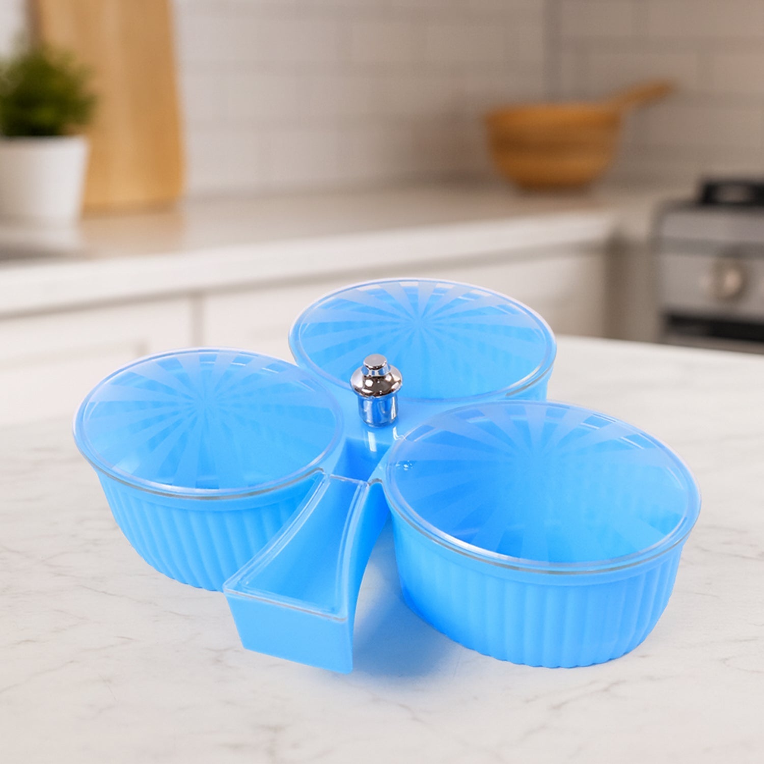 Premium 3-Compartment Revolving Dry Fruit Box with Handle