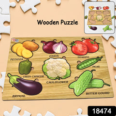 Coogam wooden vegetable educational puzzle laid out for play