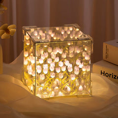 Cube Tulip LED Night Lamp showing tulip design