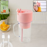 Portable USB rechargeable juicer with handle and straw