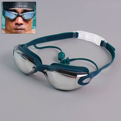 Konex Professional Anti-Fog UV Protection Swimming Goggles Mirrored Lenses and Earplugs