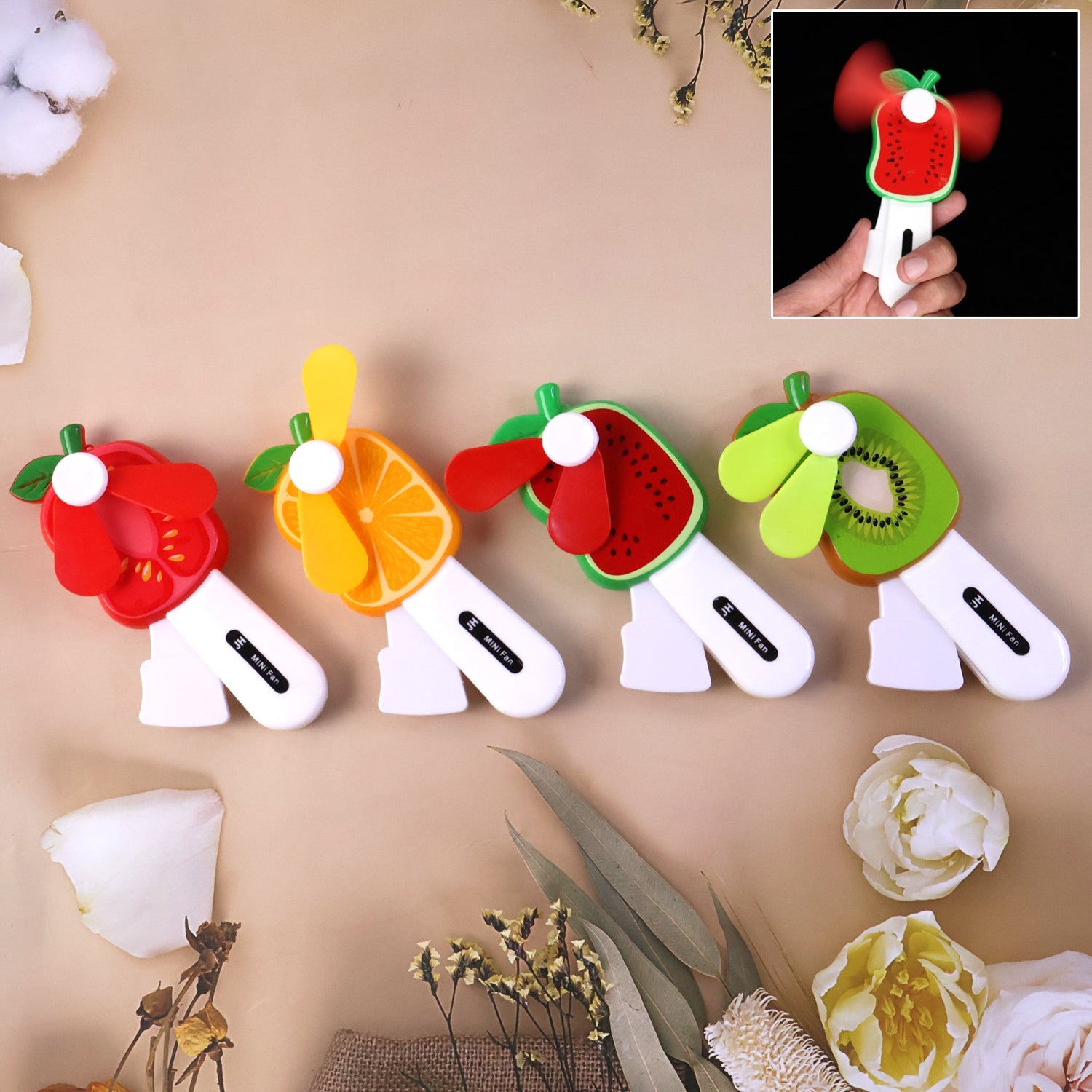 Mini Hand Pressure Fruit-Shaped Fan for Kids