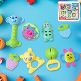 8-piece non-toxic baby rattle & teether set