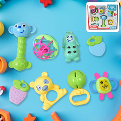 8-piece non-toxic baby rattle & teether set