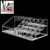 16 Compartment Cosmetic Makeup Jewellery Lipstick Storage Organiser Box, Cosmetic Storage Box Make-up Lipstick Organizer / Lipstick Holder Case Transparent