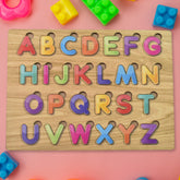 Wooden Alphabet Puzzle Board with ABC Letters and Shapes