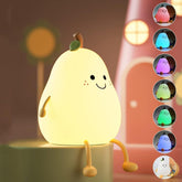 Rechargeable pear silicone night lamp with gentle LED glow.