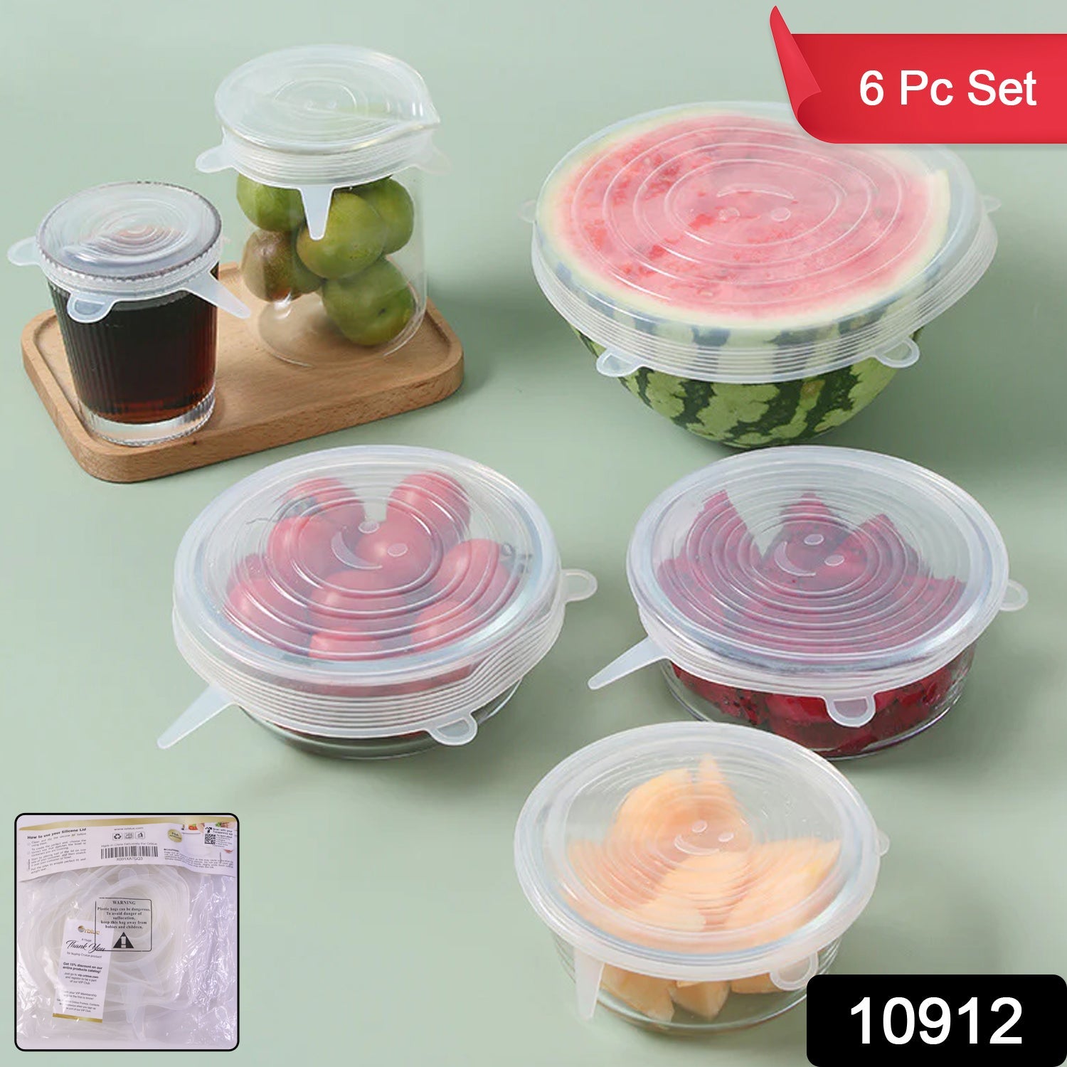 Reusable stretchable food cover set lids on bowls