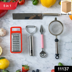 Full view of the 5-in-1 multipurpose kitchen tool set