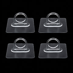 Adhesive plastic wall hook 4-piece set mounted on wall