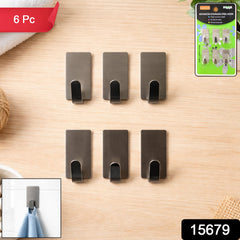 6 Pc Self Adhesive Wall Hooks Set arranged