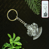 Lord Ganesha silver keychain, front view