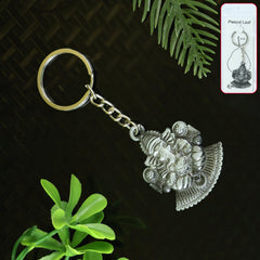 Lord Ganesha silver keychain, front view