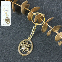 Maa Durga Golden Oval Frame Keychain
