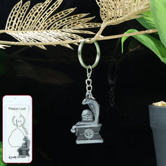 Shivling with Snake Silver Keychain - Front View