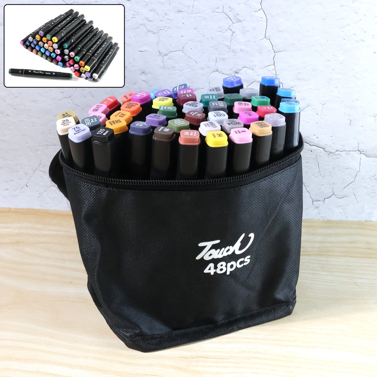 Dual-tip sketch markers set with vibrant colors