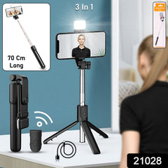 Wired selfie stick with tripod stand and extendable handle