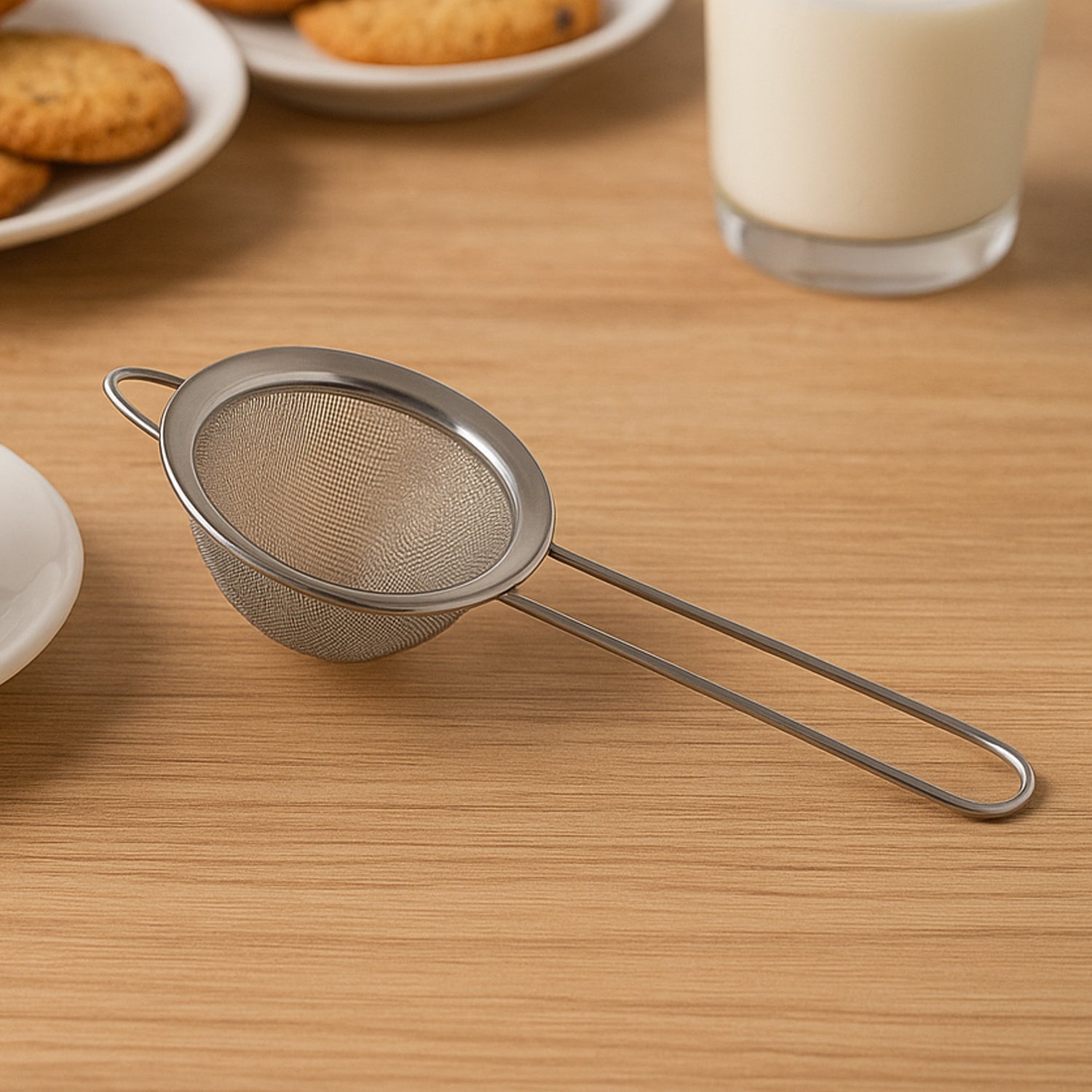 Premium Kitchen Tool stainless steel strainer with slim handle