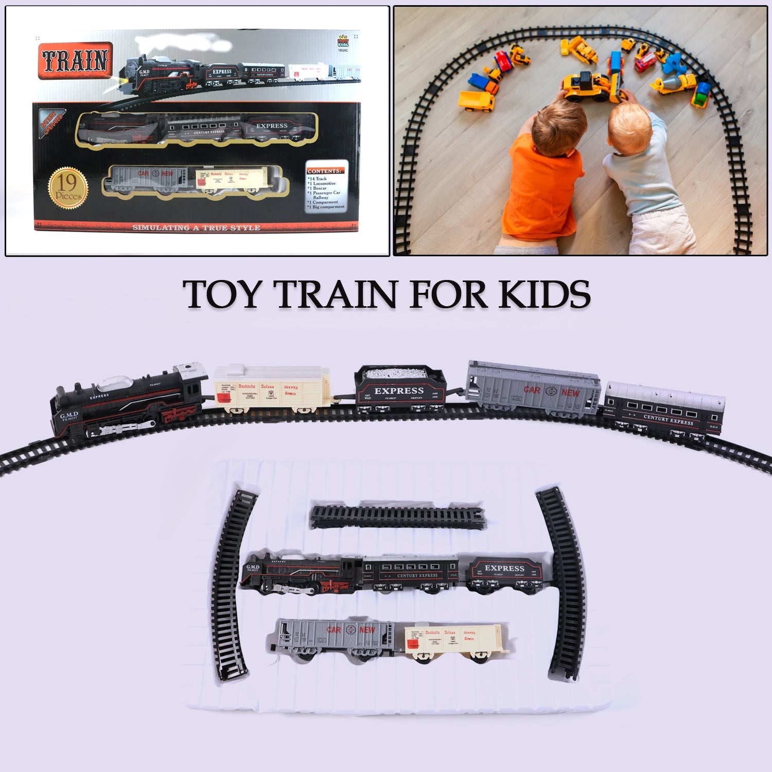 19-piece battery operated toy train set for kids