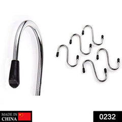 Single stainless steel S-hook, ideal for kitchen & garage organization.