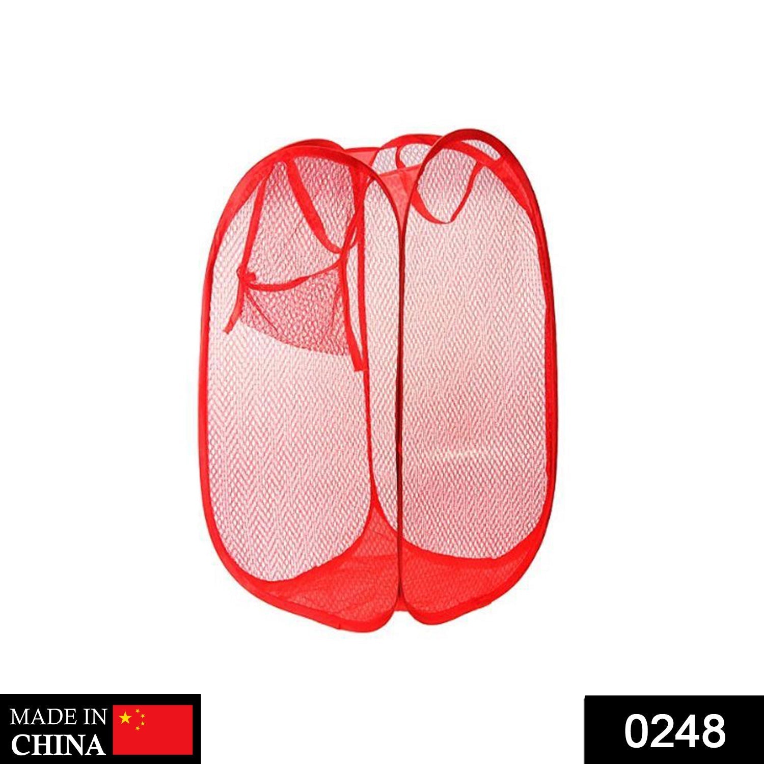 Foldable mesh laundry hamper with side pocket