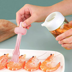 Silicone oil brush paired with glass dispenser bottle