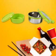 Side view showing clip locks of Stainless Steel Tiffin Lunch Box