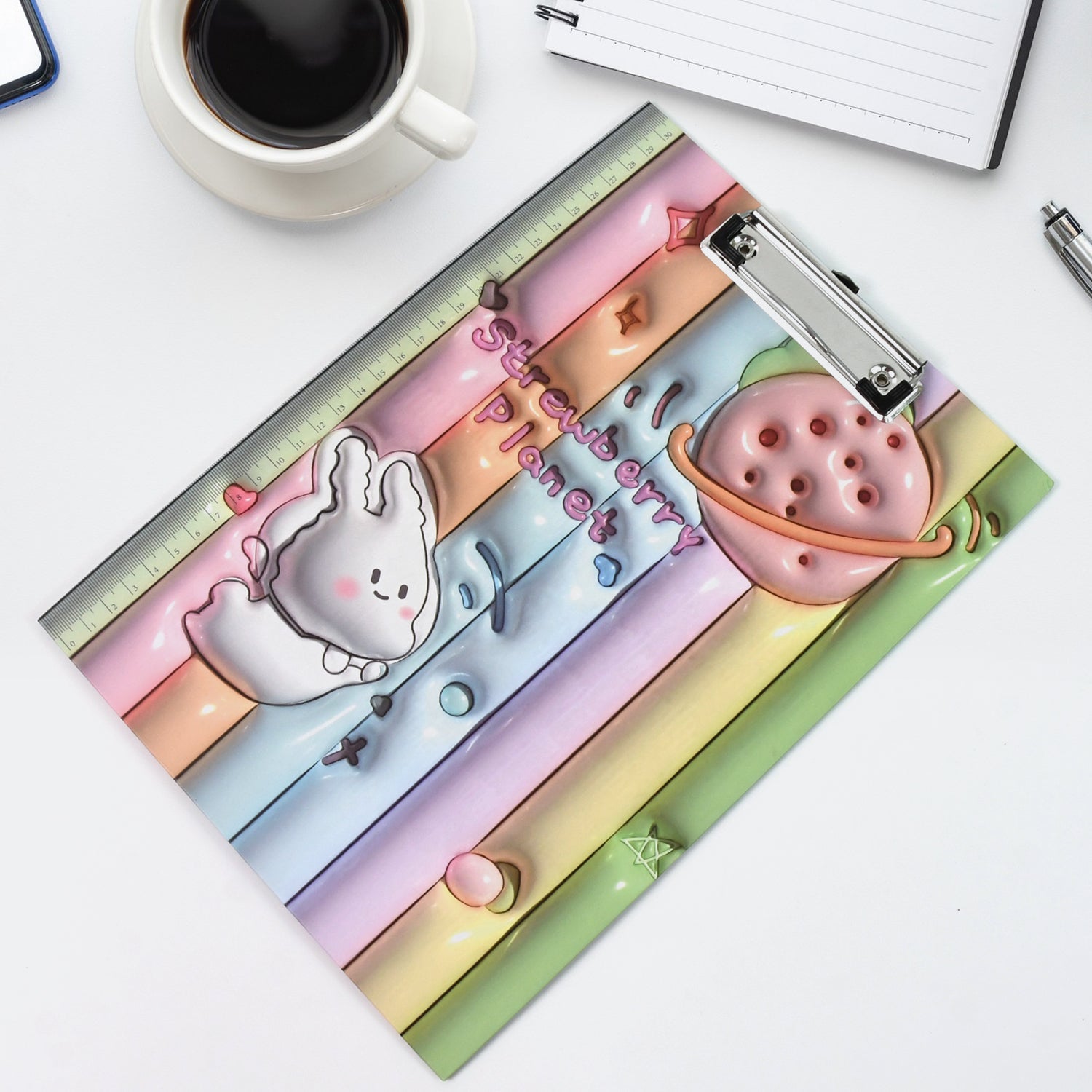 Wooden Paper Clipboard Writing Pad front view with sturdy clip