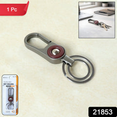 Premium Metal Key Holder with Dual Ring & Secure Clip (1 Pc)