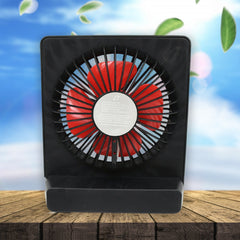 Compact personal desk fan angled view
