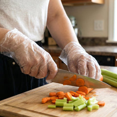 Close-up of plastic gloves