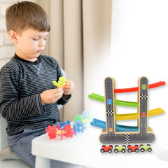 FastLane ramp playset featuring wooden racing cars