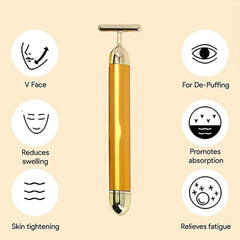 Luxe gold vibrating face roller for skin care